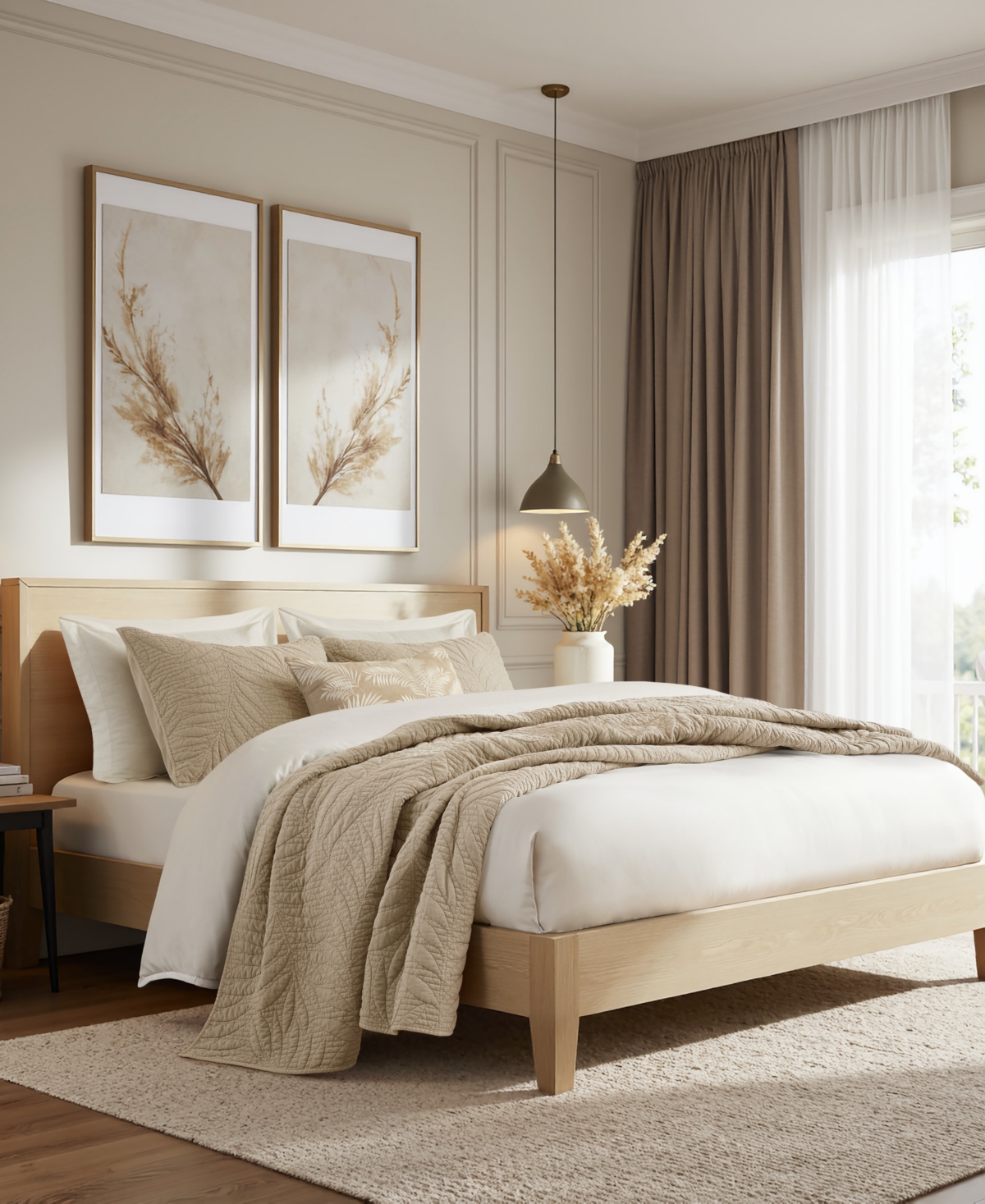Harbor House Botanical Leaves Stone-Washed Cotton 3-Piece Quilt Set