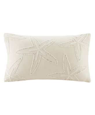 Lily Starfish Embroidered Decorative Pillow Cover, 14" x 24"
