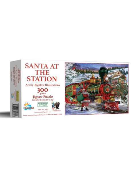 Детский пазл SunsOut Santa at the Station Christmas 300 Piece Jigsaw Puzzle, Ages 15+