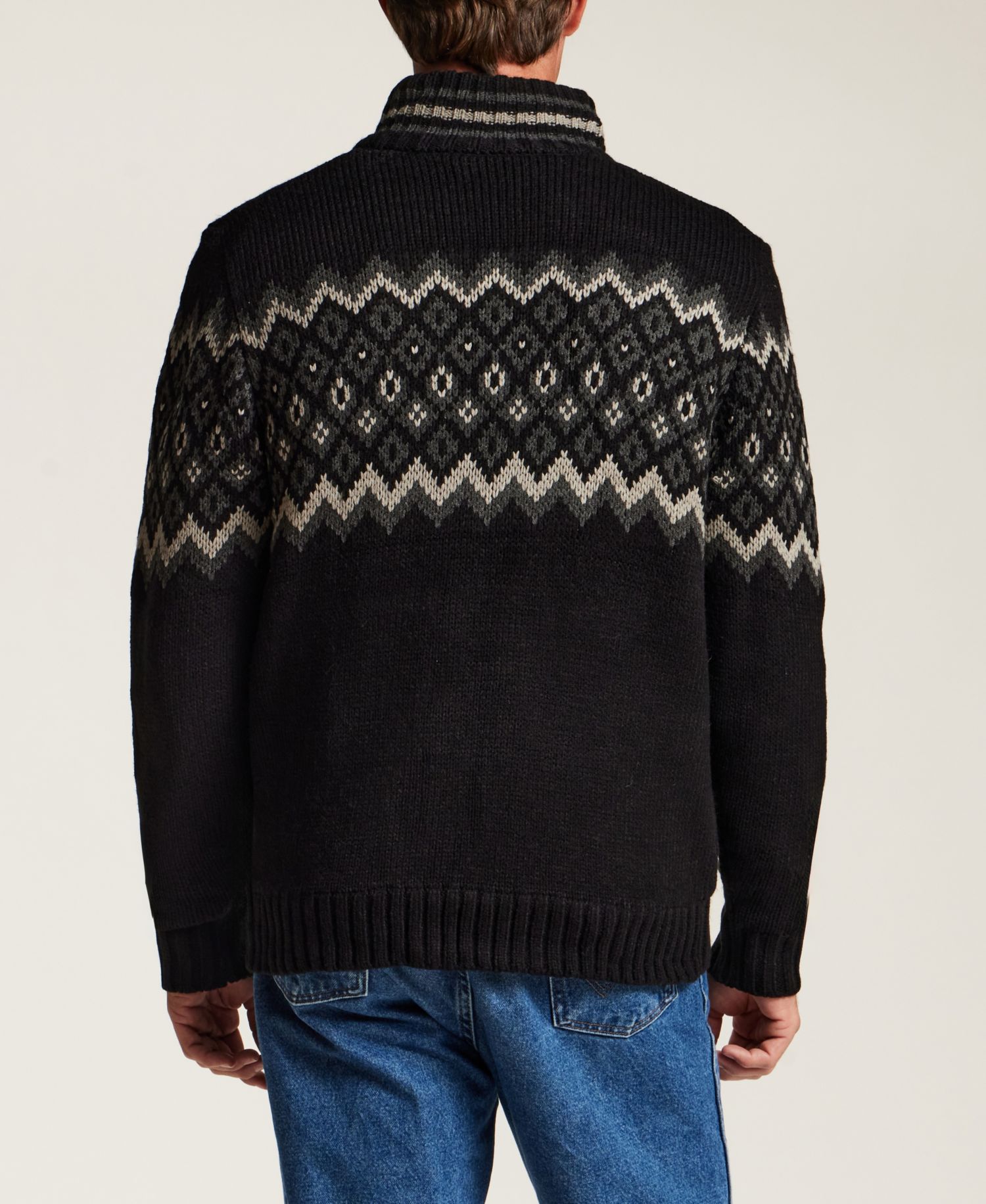 Men's Sherpa-Lined Full Zip Mock Neck Sweater Jacket
