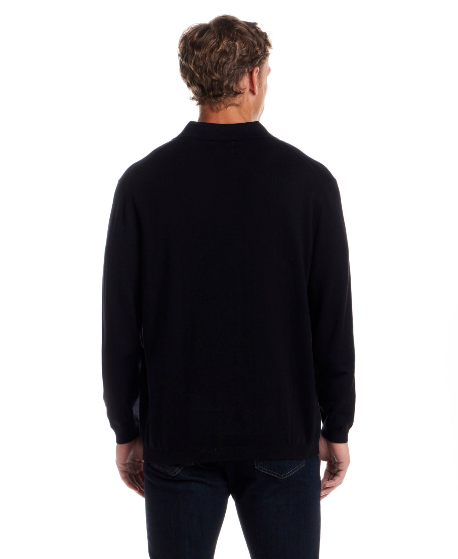 Men's Solid Cotton Cashmere Polo Sweater