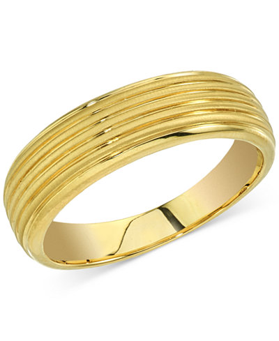 Esquire Men's Jewelry Ribbed Band in 14k Gold, Only at Macy's