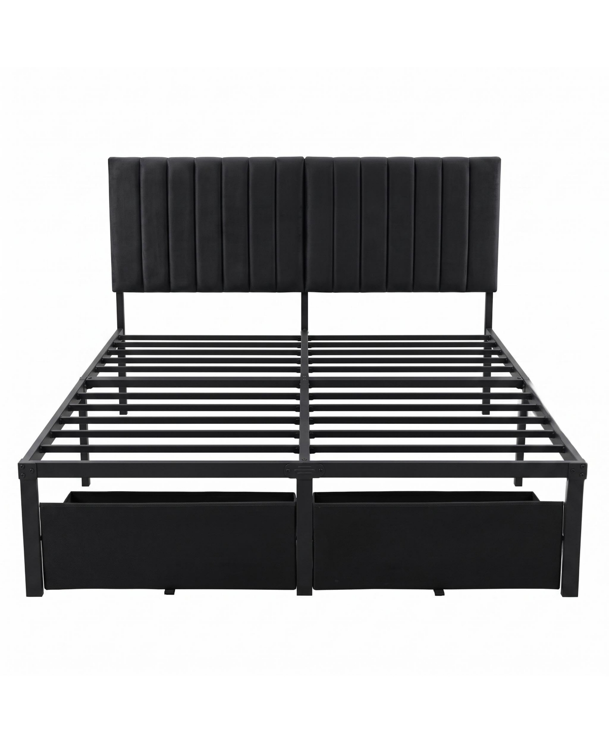 gaomon Modern Bed Frame, Heavy Duty Metal Platform with Upholstered Headboard, Under-bed Storage Drawers