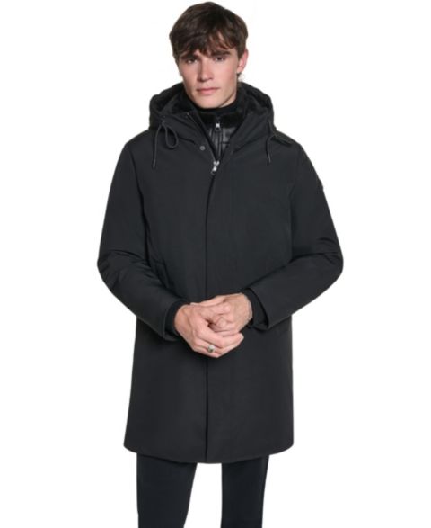 Мужская куртка KARL LAGERFELD PARIS Parka with Shearling Bib, цвет: Чёрный