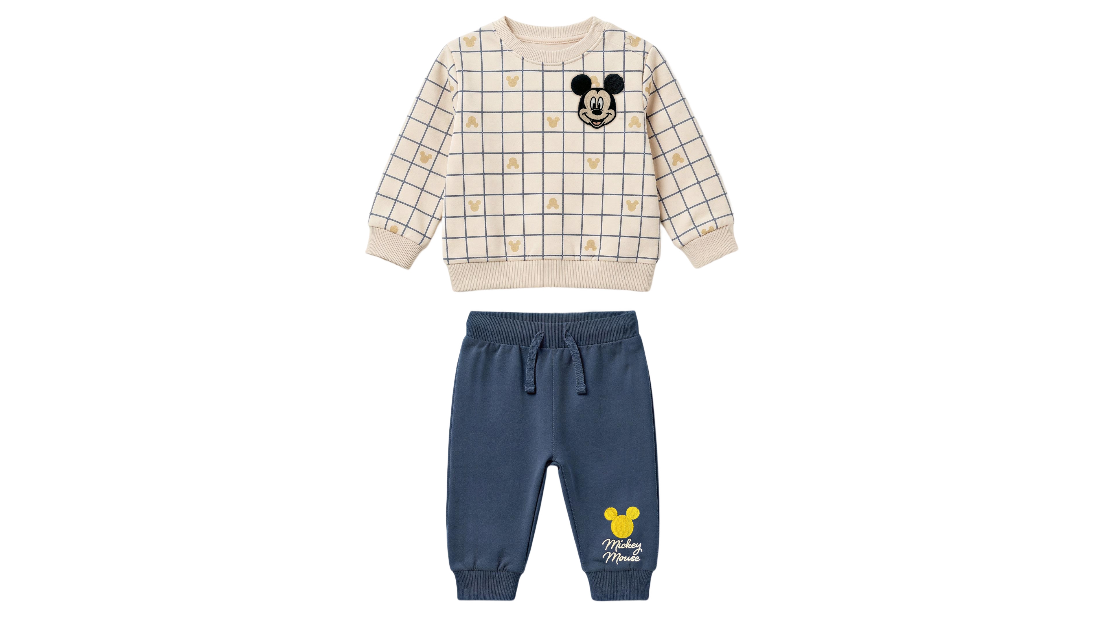 Disney Baby Boys' Mickey Jogger Long-Sleeve Crewneck Sweatshirt and Pants, 2-Piece Set