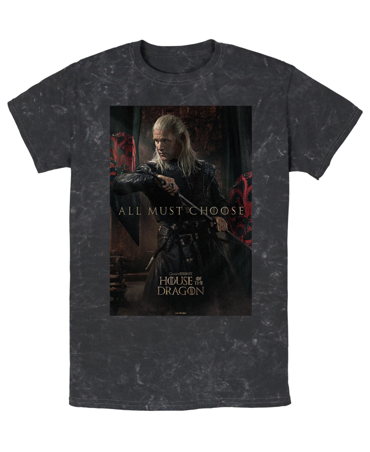 Fifth Sun Men's House of the Dragon Daemon Targaryen Mineral-Wash T-Shirt