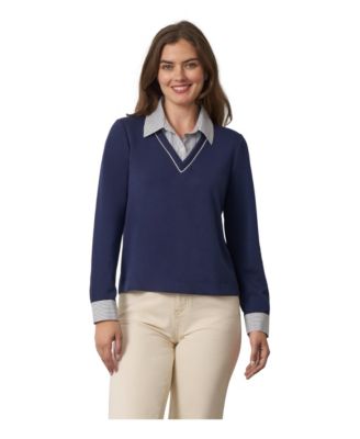 Women's Long-Sleeve Layered V-Neck Top