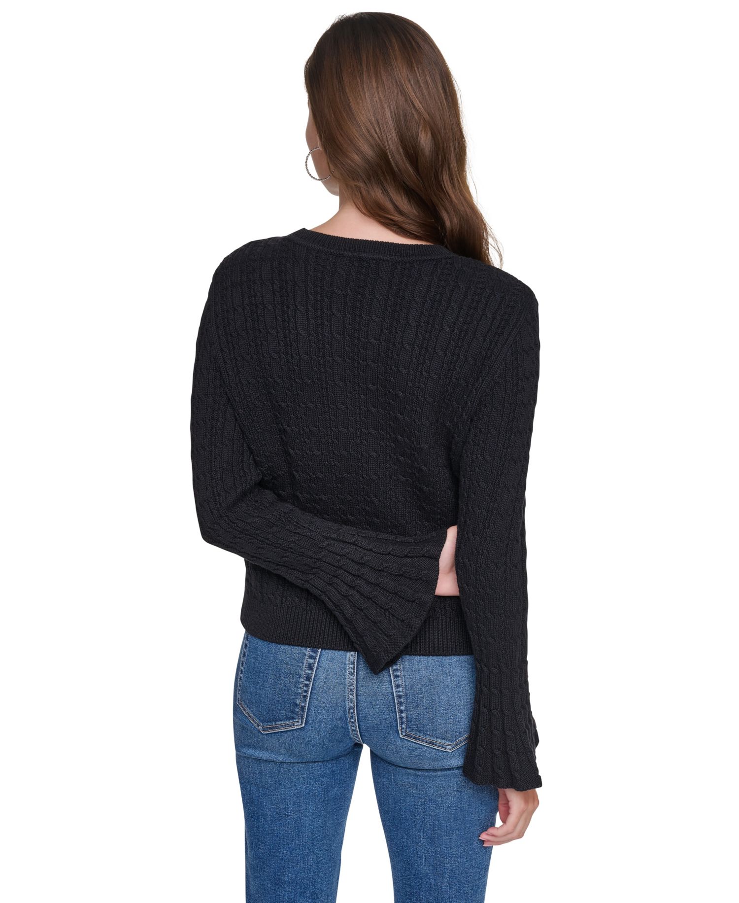 Women's Cable-Knit Ruffled-Cuff Pullover Sweater