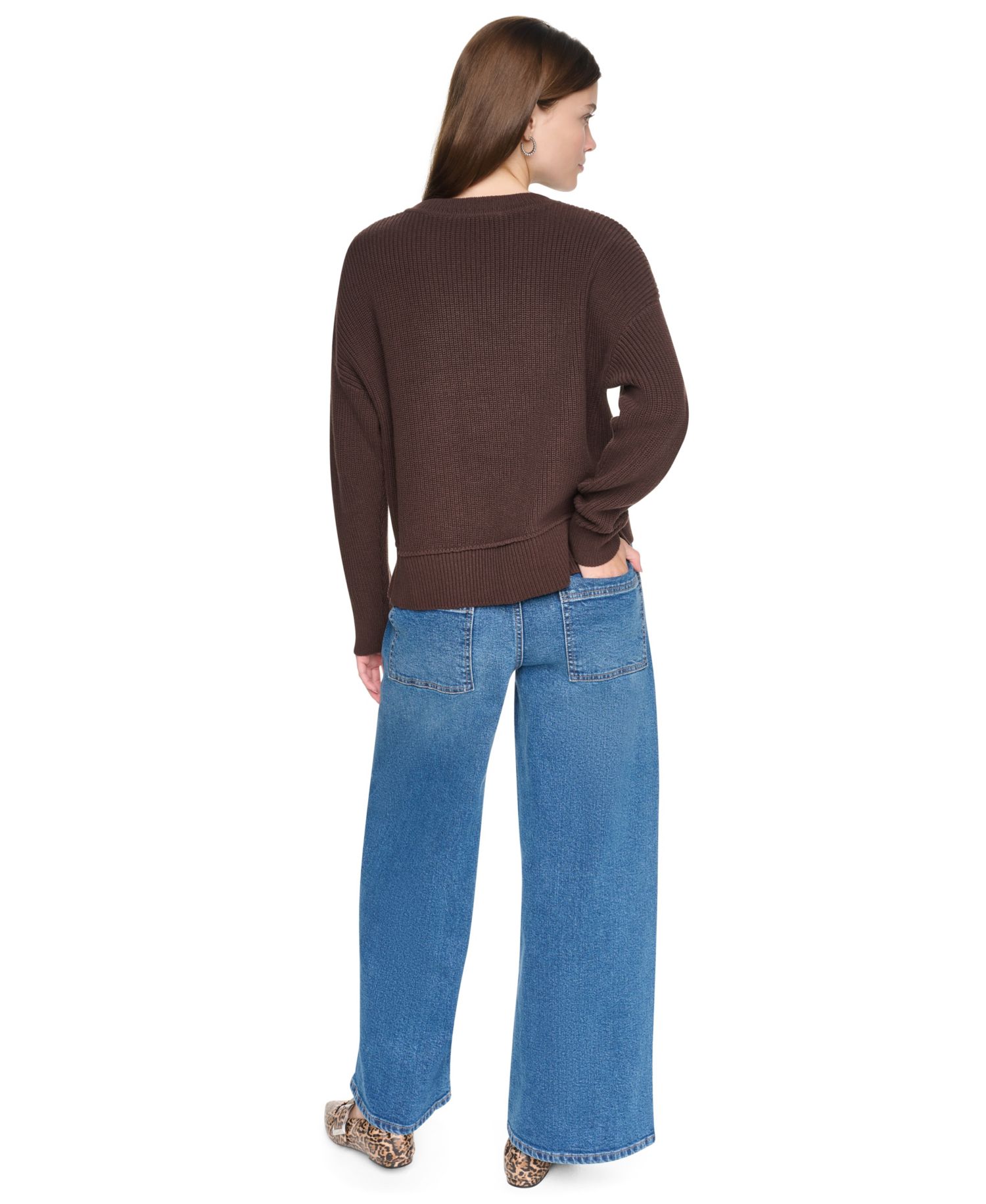 Women's Long Sleeve Hi-Low Boxy Sweater
