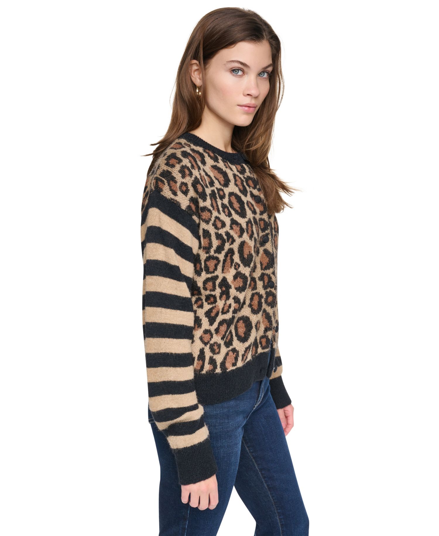 Women's Cheetah Oversized Long-Sleeve Cardigan