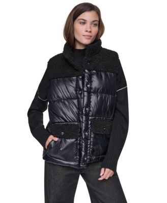 Women's Sherpa Mix Mock Neck Quilted Vest