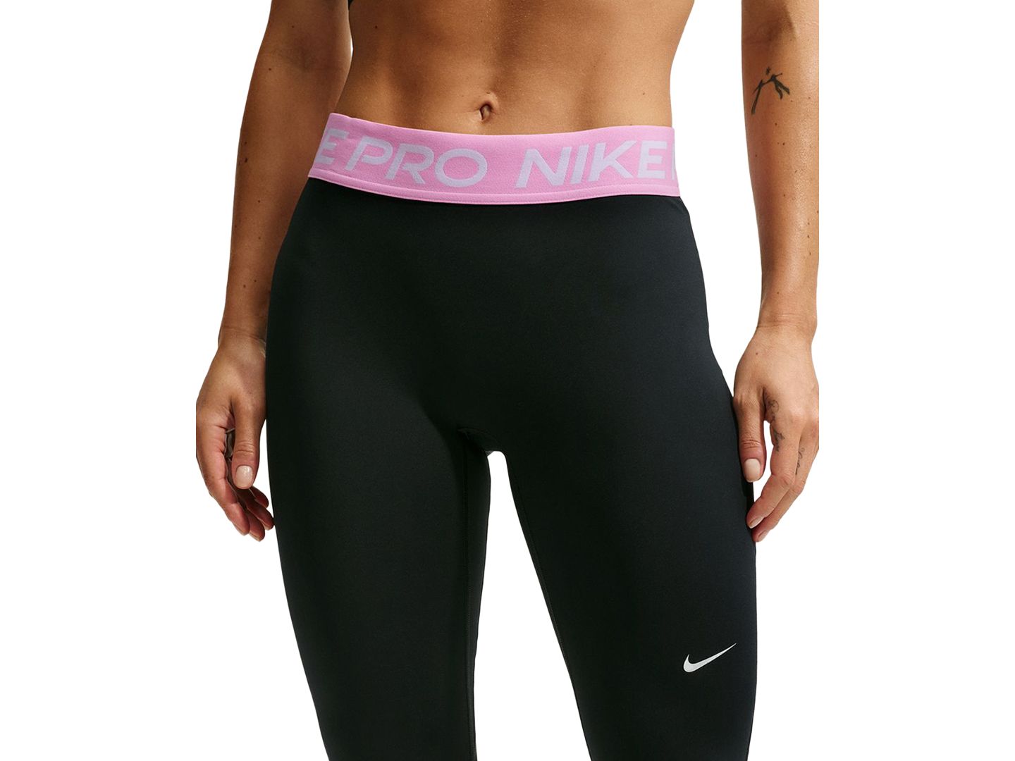 Женские леггинсы Nike Mid-Rise Full-Length, цвет: Чёрный / Розовый — фото 2