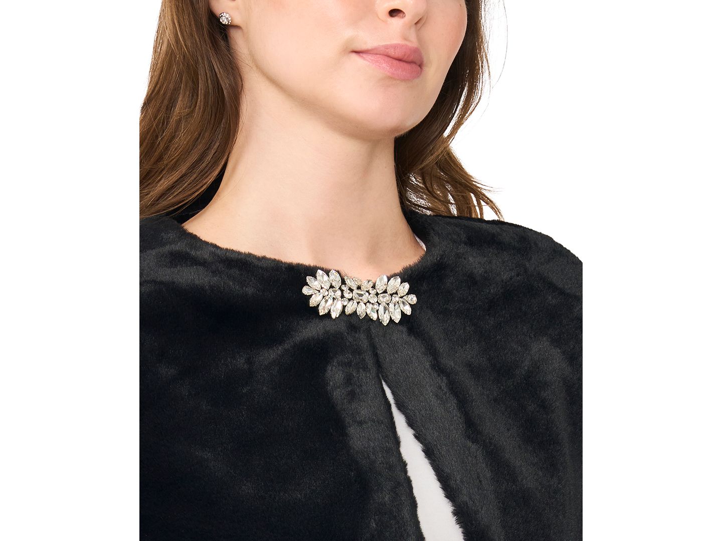 Женская накидка MSK Lined Faux Fur Cape, цвет: Чёрный — фото 3