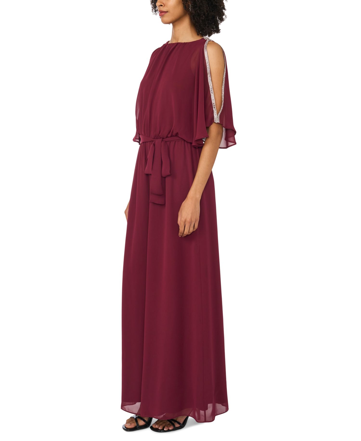 Women's Belted Blouson Boat Neck Jumpsuit