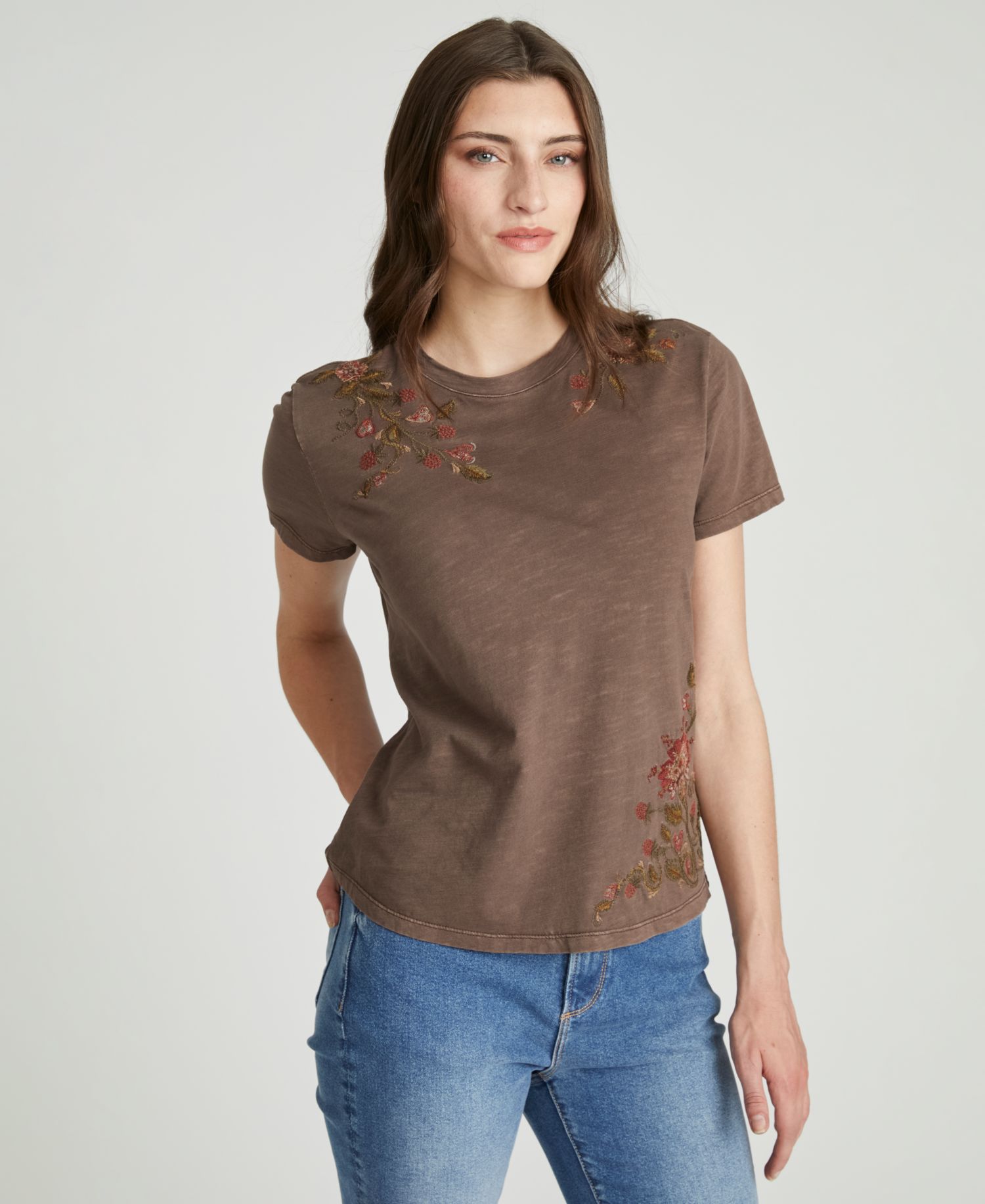 Women's Rosevine Embroidered Relaxed Short-Sleeve T-Shirt