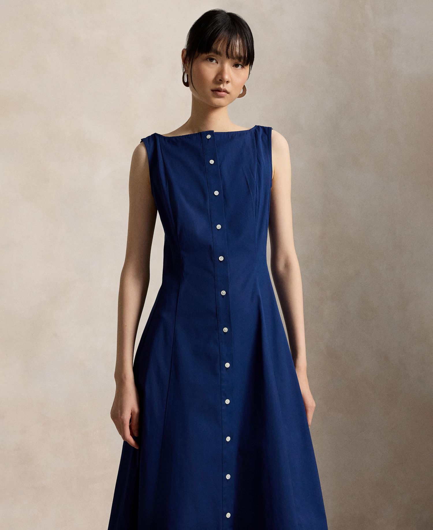 Women's Fit-and-Flare Boat Neck Midi Dress