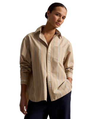 Women's Oversize-Fit Striped Cotton Shirt