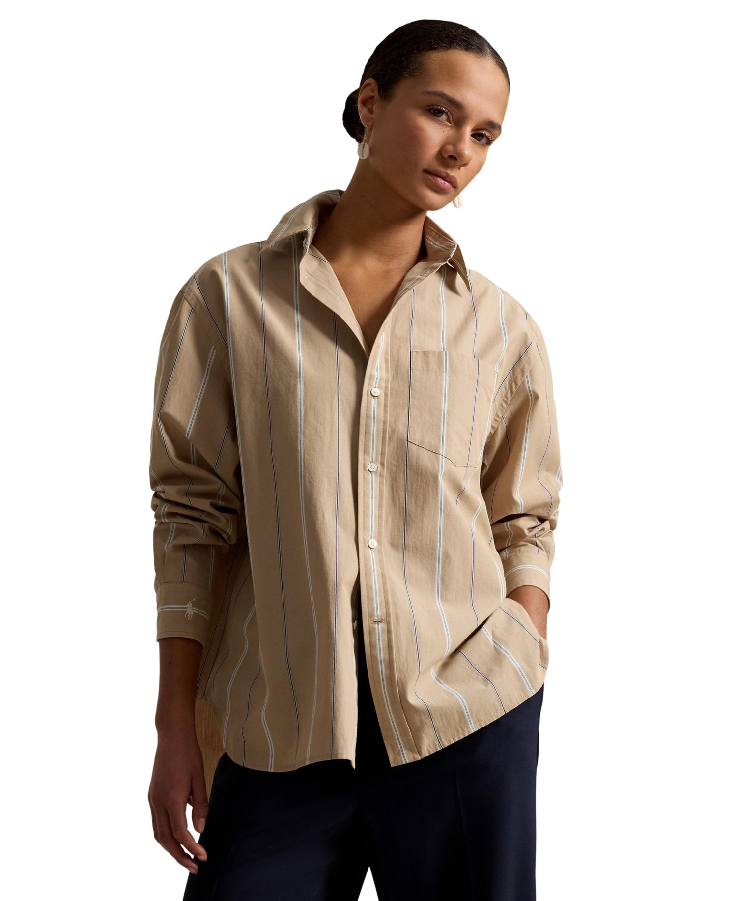 Women's Oversize-Fit Striped Cotton Shirt