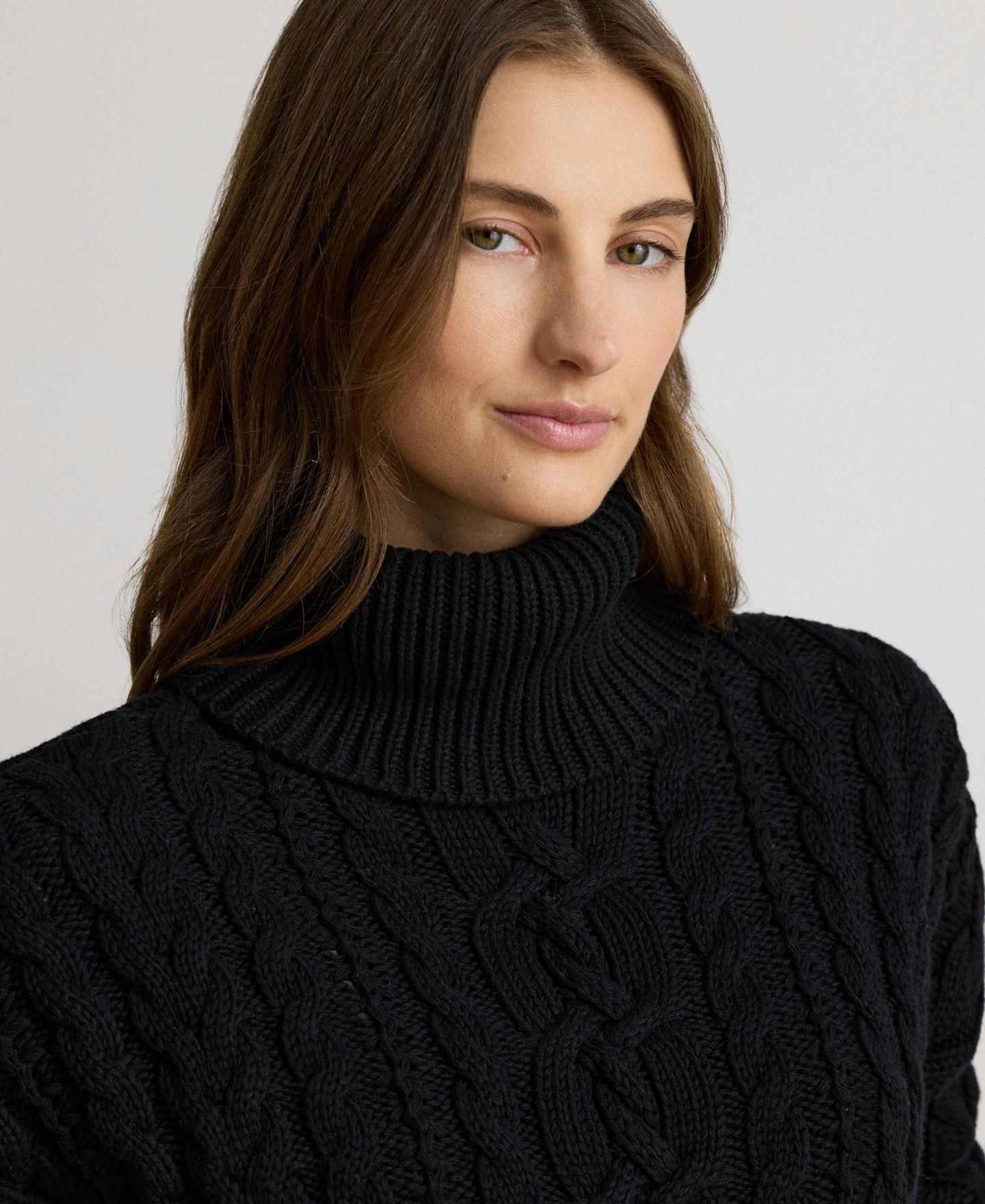 Женский свитер Lauren Ralph Lauren Cable-Knit Cotton Turtleneck, цвет: Чёрный — фото 5