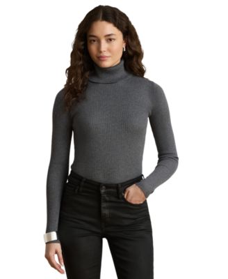 Women's Ribbed Slim-Fit Cotton-Blend Turtleneck Sweater