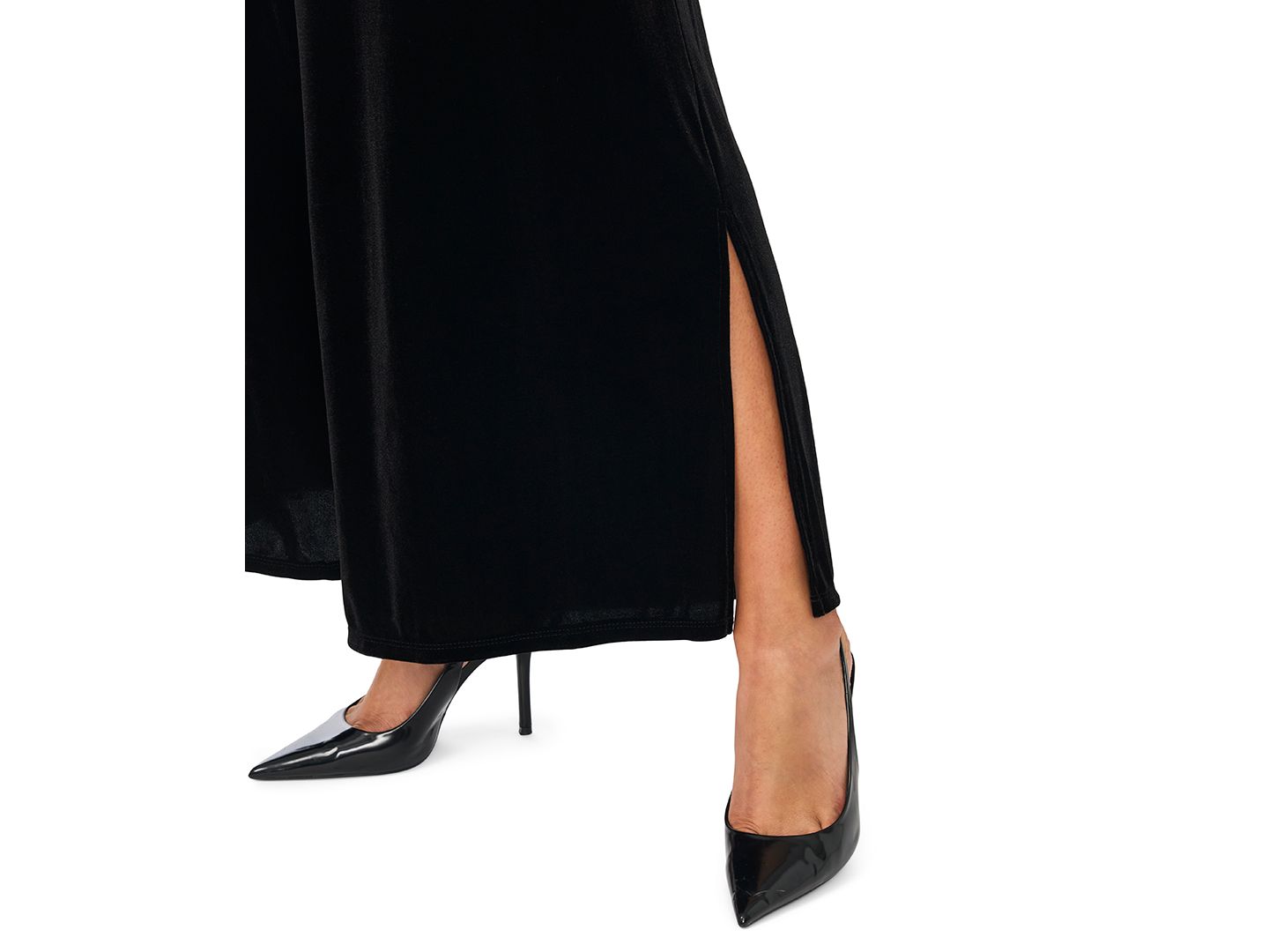 Женские брюки MSK Plus Size Velvet Wide-Leg Side-Slit, цвет: Насыщенный чёрный — фото 2