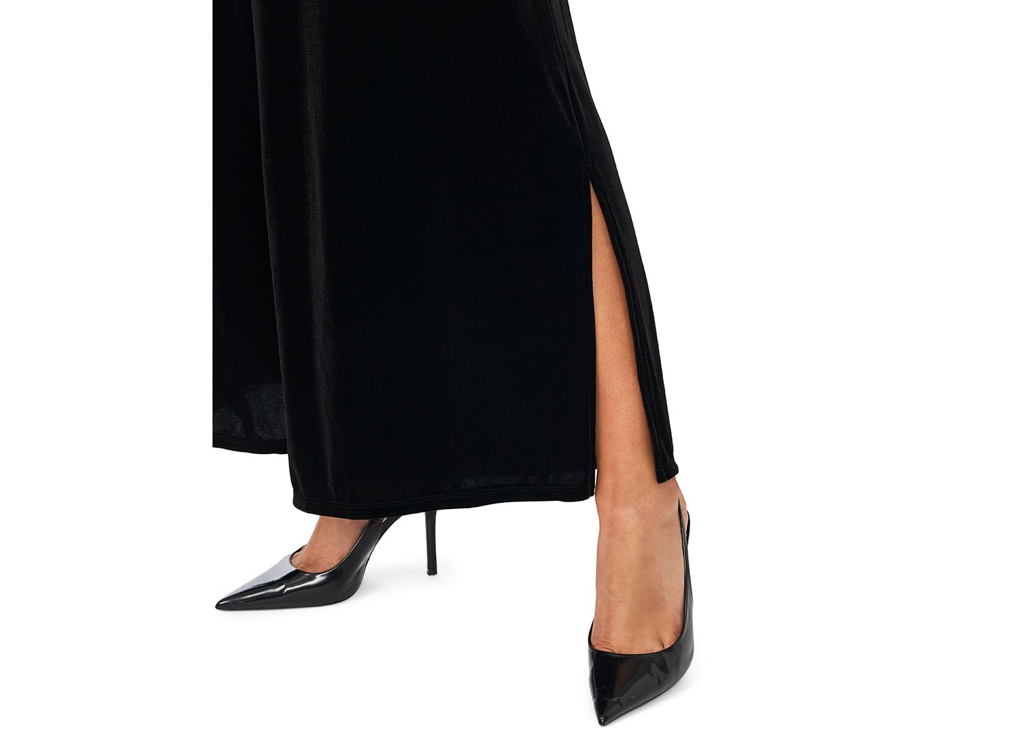 Plus Size Velvet Wide-Leg Side-Slit Pants
