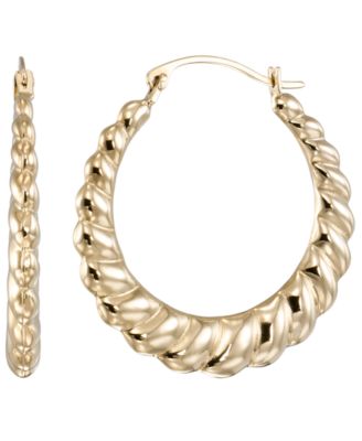 High Polished Croissant Hoop Earrings in 10k Yellow Gold