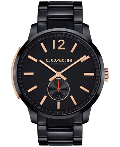COACH Men's Bleecker Black Ion-Plated Stainless Steel Bracelet Watch 46mm 14602080