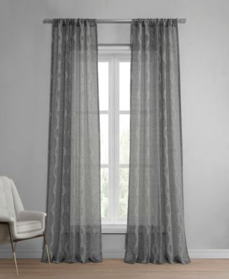 Vega Striped Patterned Faux Linen Sheer Curtain