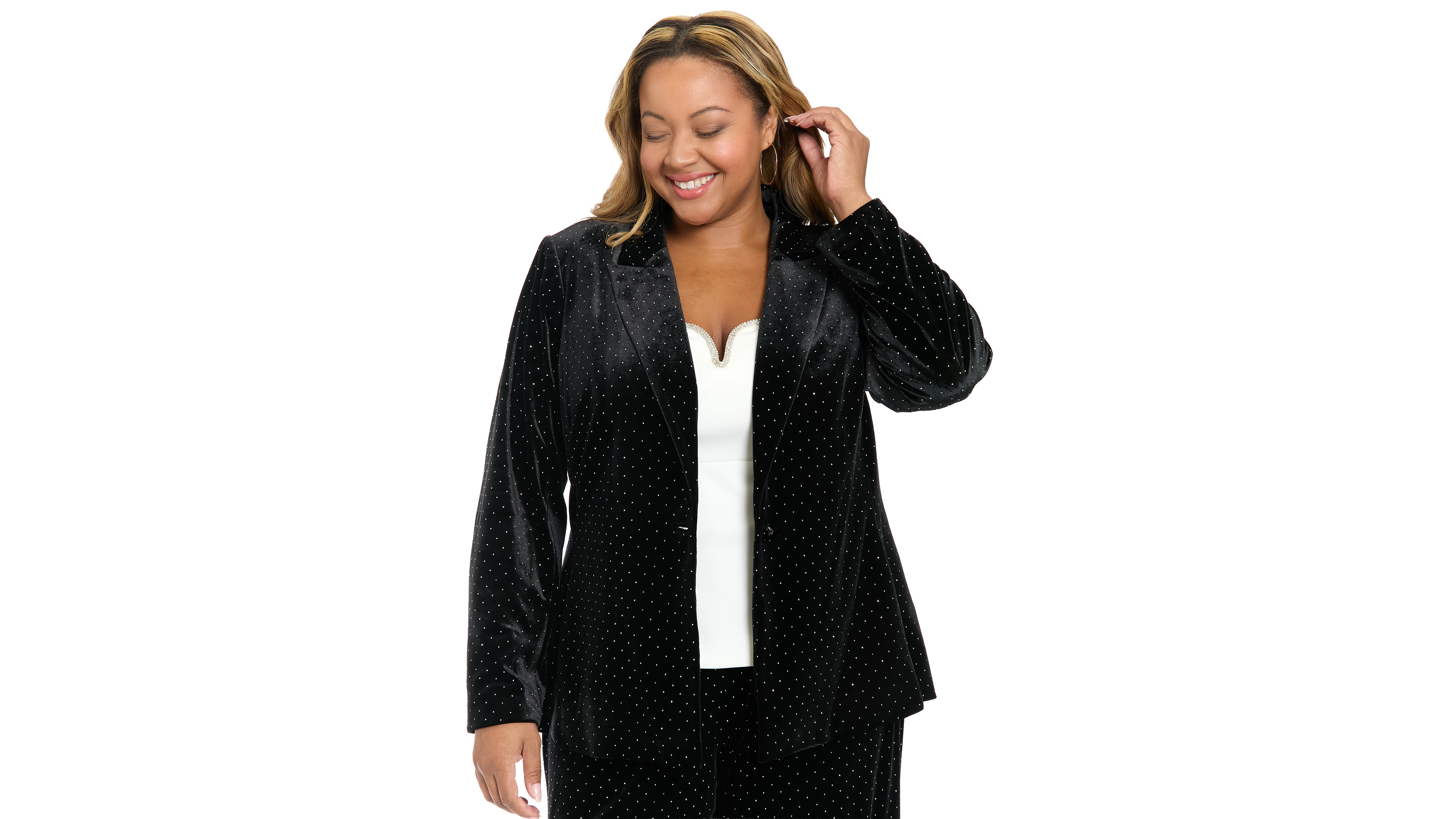 Muse Plus Embellished Long-Sleeve Blazer Jacket
