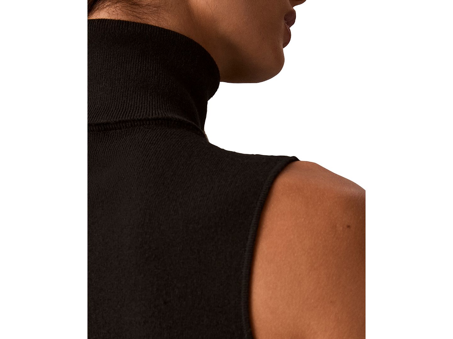 Женский свитер Calvin Klein Drape Front Mock Neck Sleeveless, цвет: Чёрный — фото 5