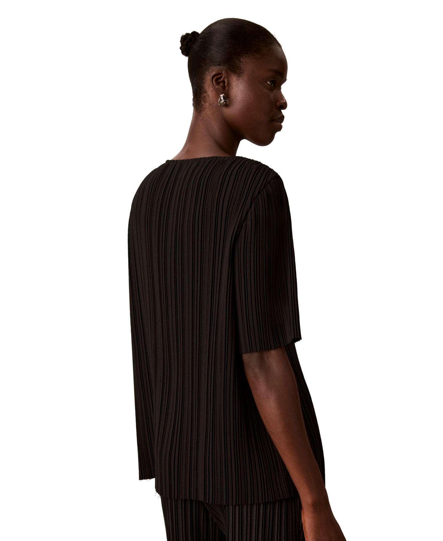 Женский топ Calvin Klein Boat Neck Plisse Tunic, цвет: Чёрный — фото 5