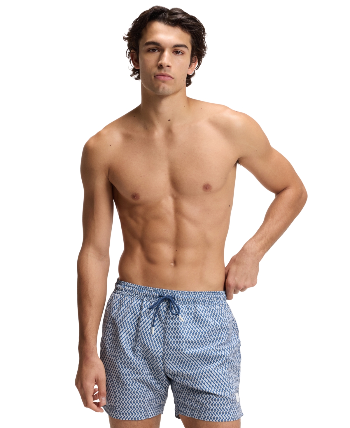 Boss by Hugo Men's Vibe Mini-Pattern Print Regular Fit Swim Trunks, 5" Inseam