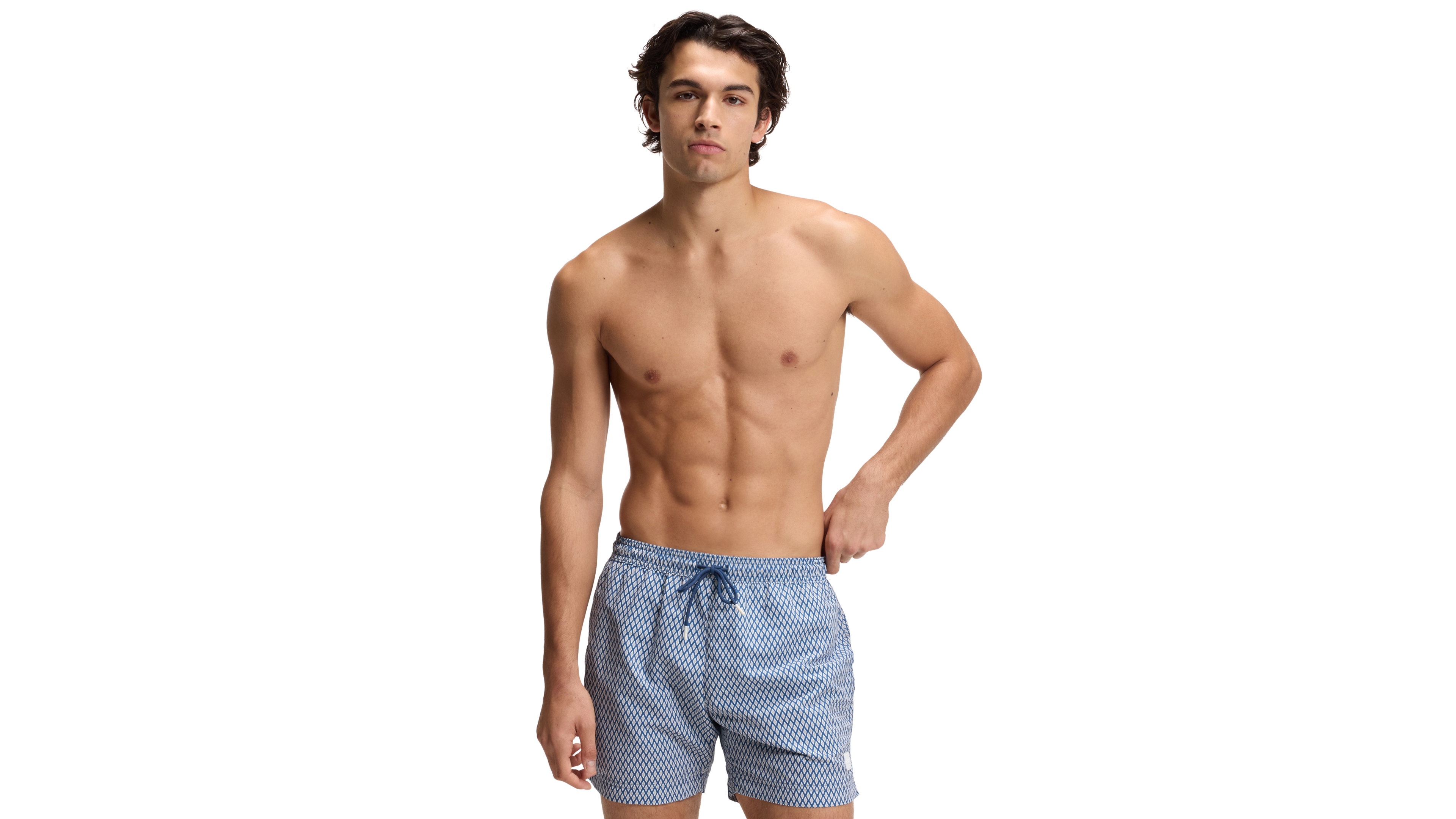 Boss by Hugo Men's Vibe Mini-Pattern Print Regular Fit Swim Trunks, 5" Inseam