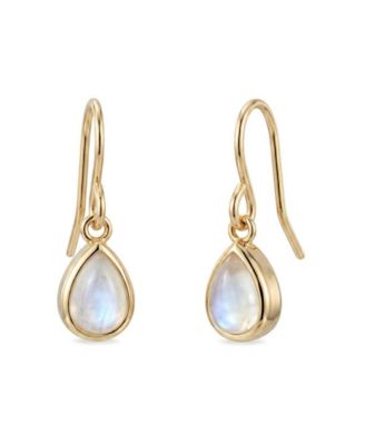 14k Gold Plated Pear Drop Moonstone Earrings