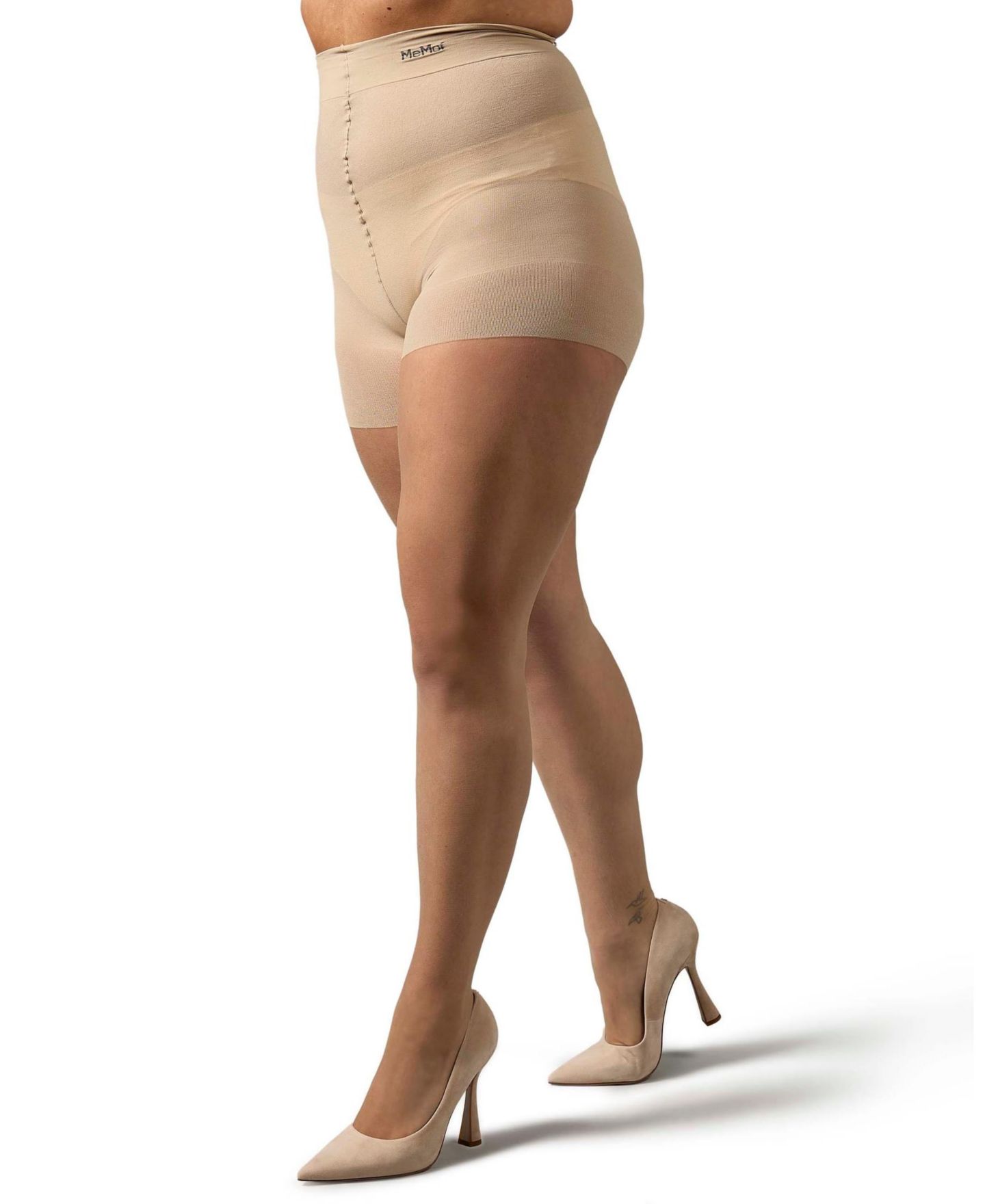 Женские колготки MeMoi Plus Size Curvy Ultra Sheer Control Top Pantyhose, цвет: Бежевый — фото 8