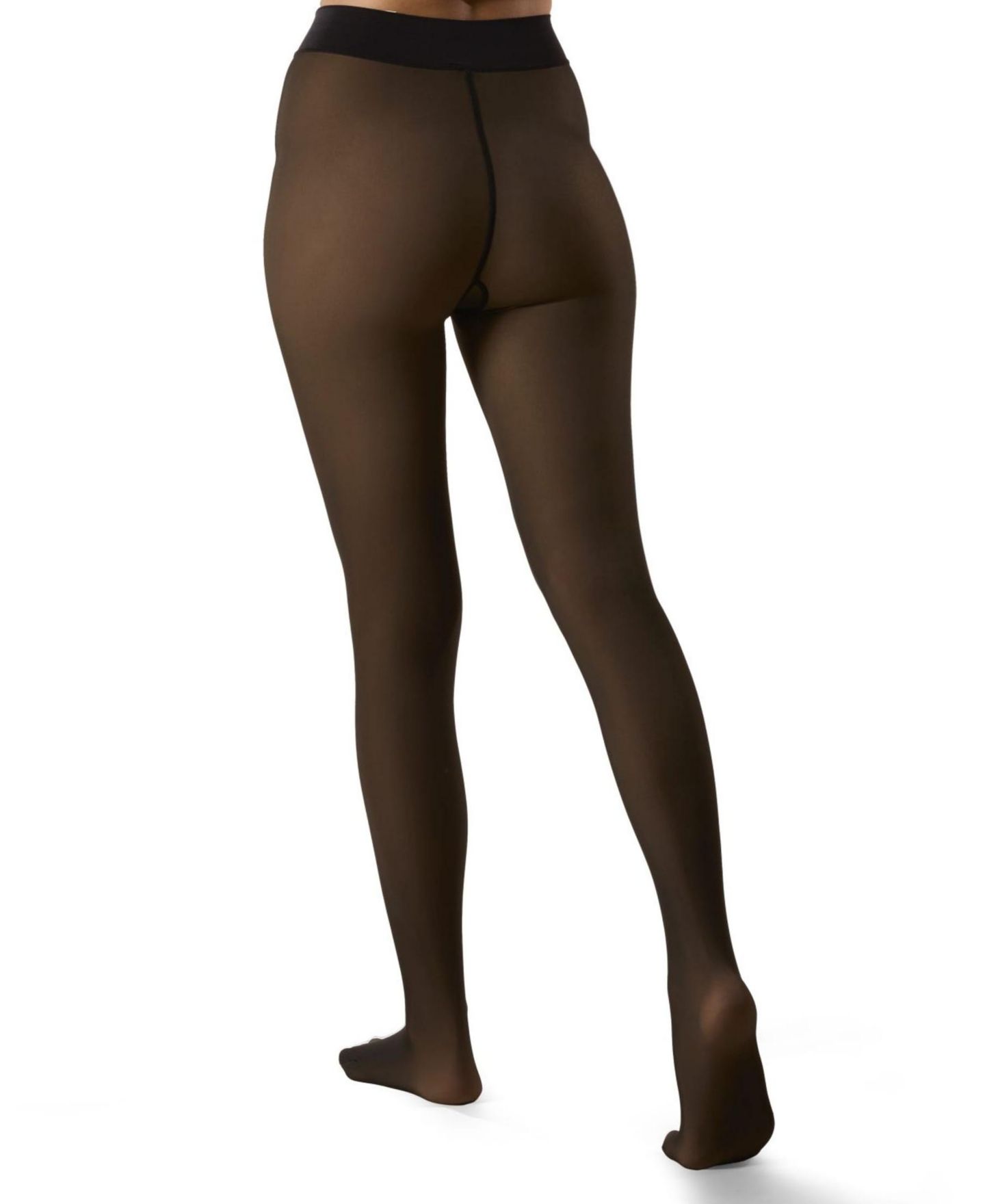 Женские леггинсы MeMoi Sheer Illusion Fleece-Lined 80-Denier Thermal Tights, цвет: Телесный чёрный — фото 9