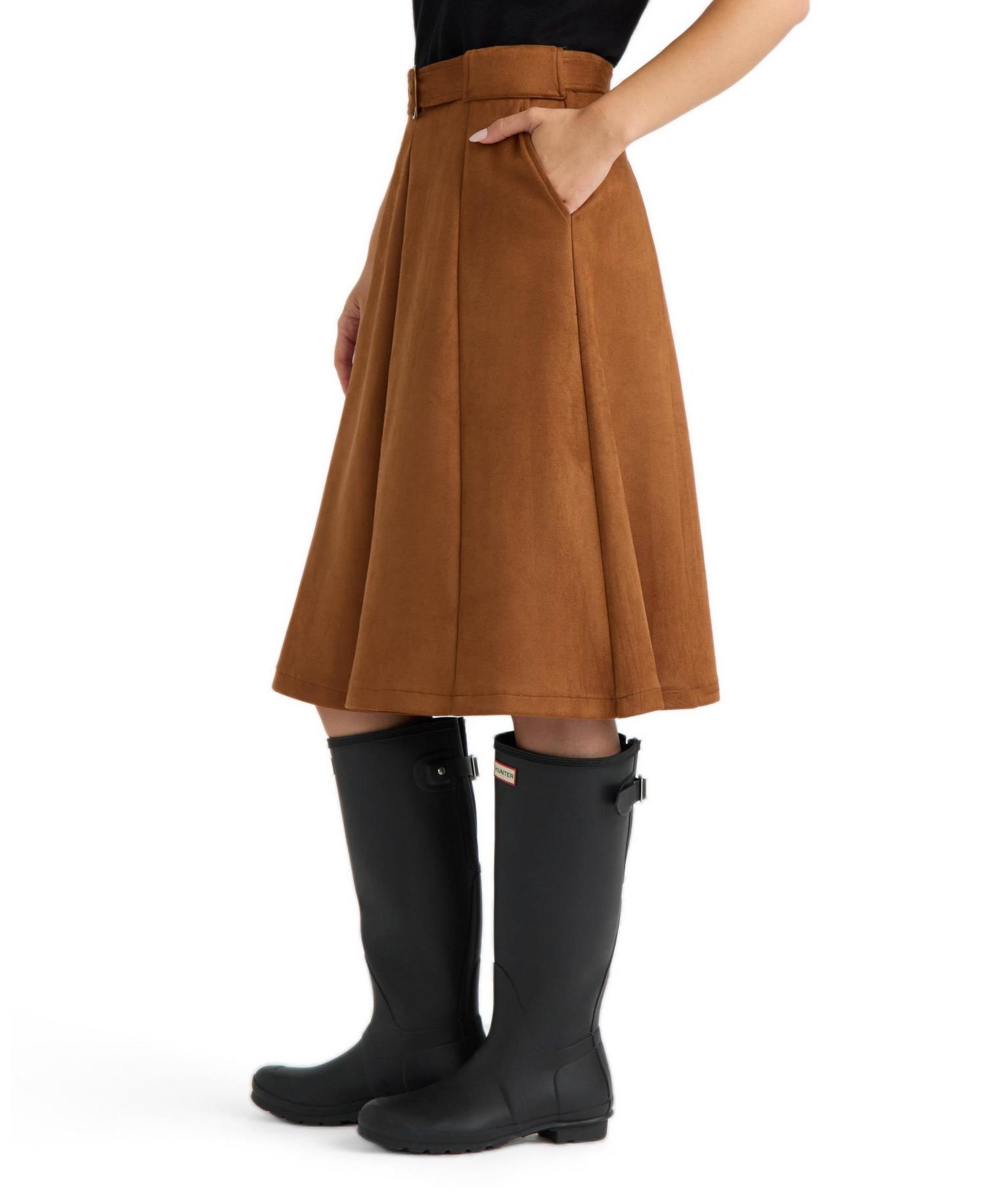 Women's Pull-On Midi A-Line Skirt