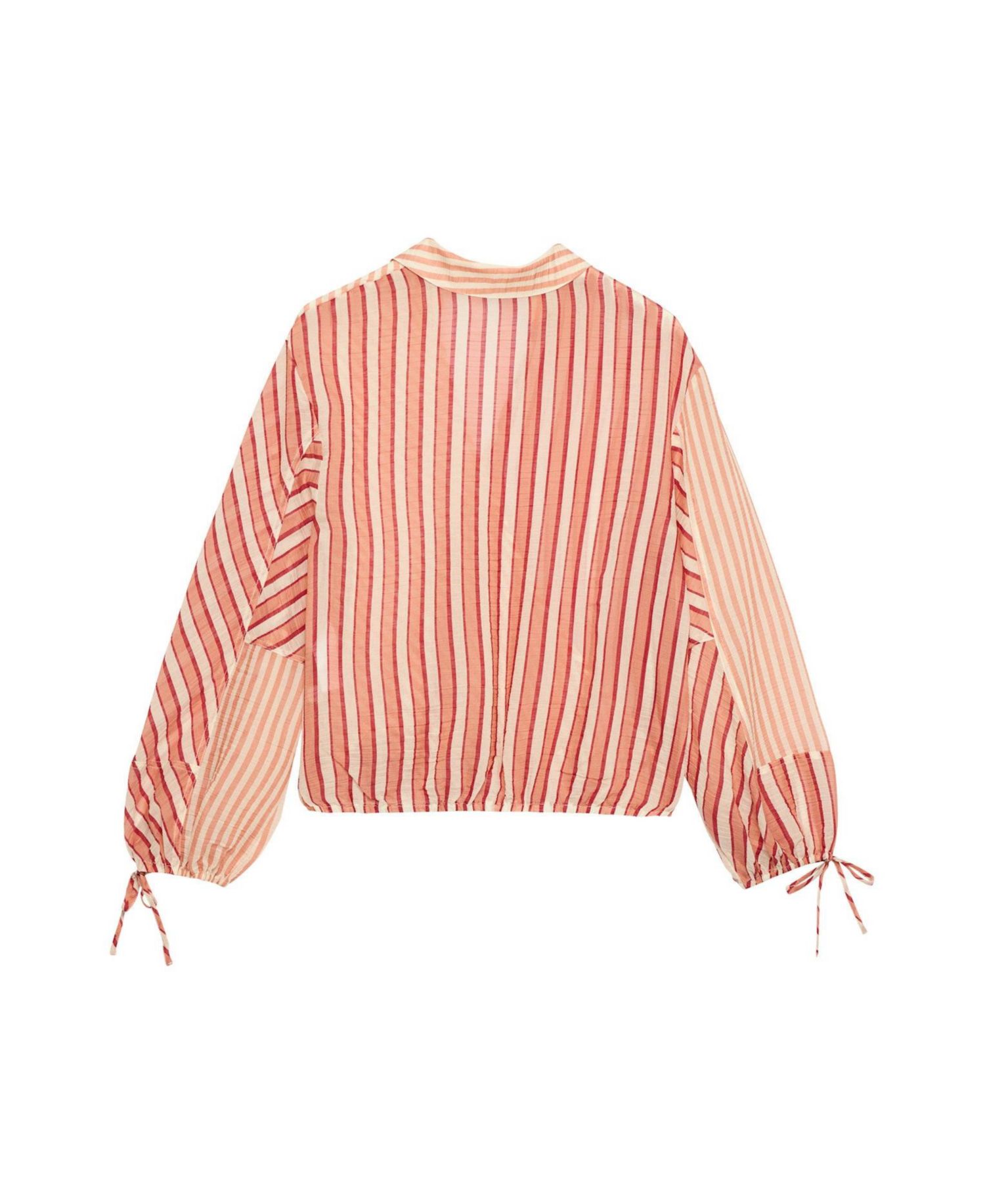 Women's Long-Sleeve Striped Wrap Blouse