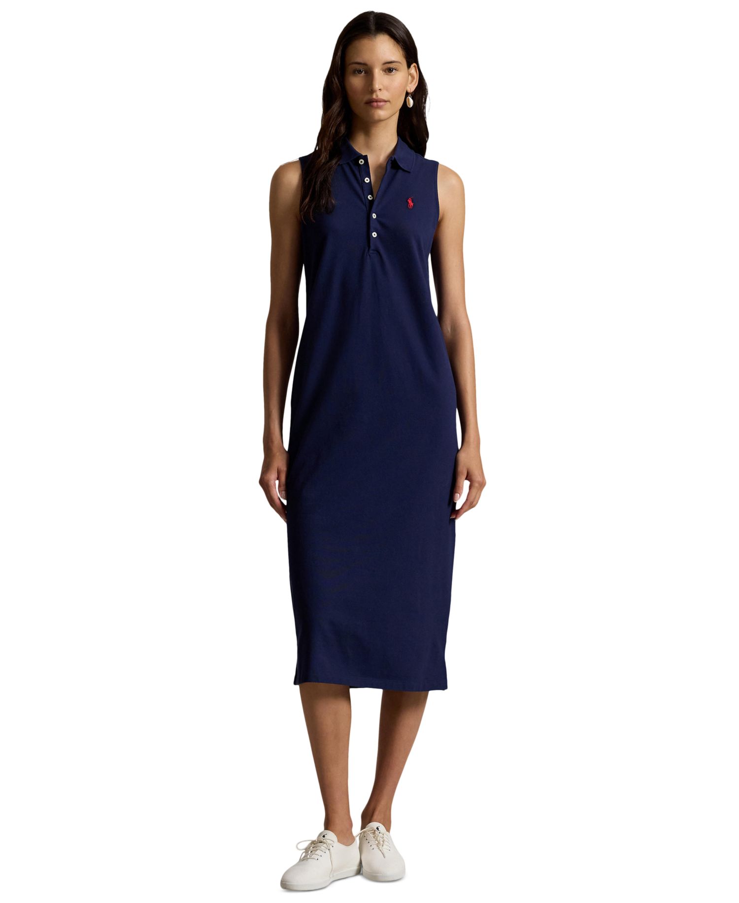 Women's Stretch-Cotton Sleeveless Polo Dress