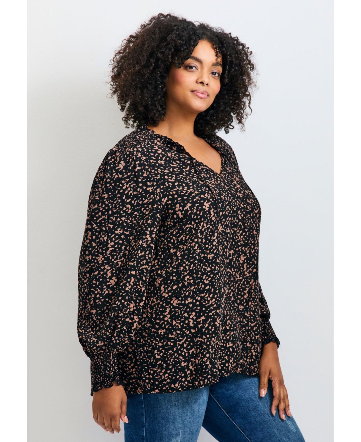 Women's Plus Size Abby Blouson Sleeve Blouse