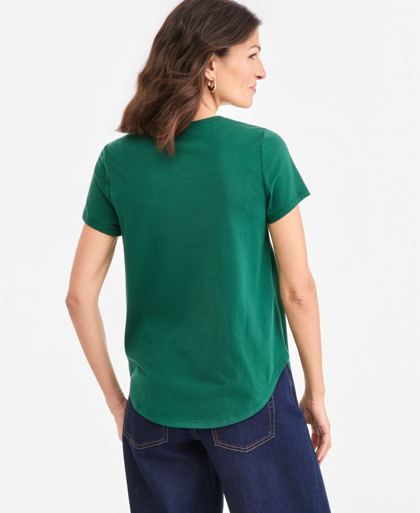 Женская футболка Style & Co Holiday Graphic Short-Sleeve Crewneck, цвет: Зелёный — фото 4
