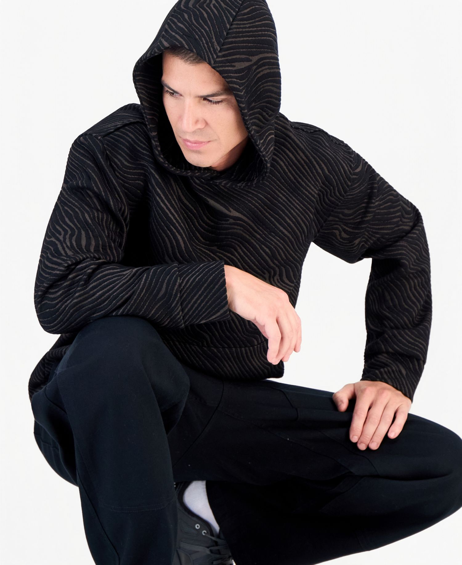 Men's Long Sleeve Relaxed-Fit Embossed Hoodie