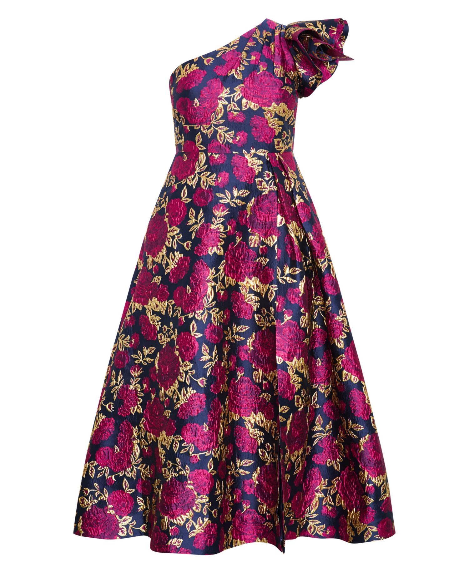 Plus Size Grand Gala One-Shoulder Jacquard Maxi Dress