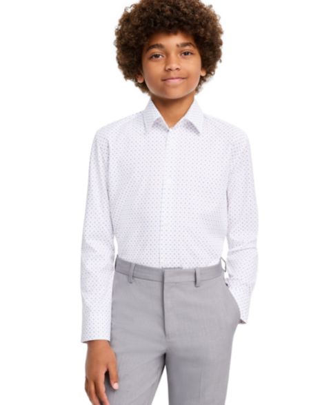 Рубашка Michael Kors Long-Sleeve Spread-Collar Floral Dress Shirt для мальчиков, цвет: Белый / Бордовый