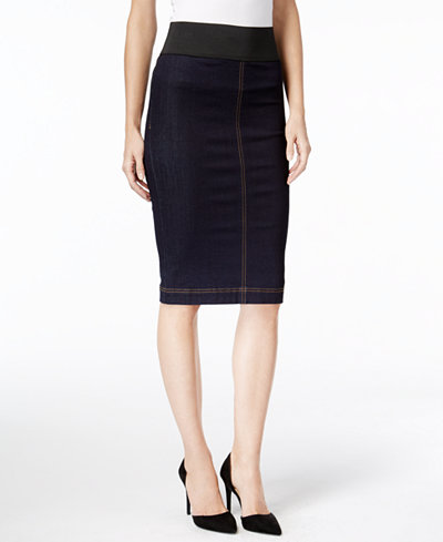 INC International Concepts Denim Pencil Skirt, Only at Macy's