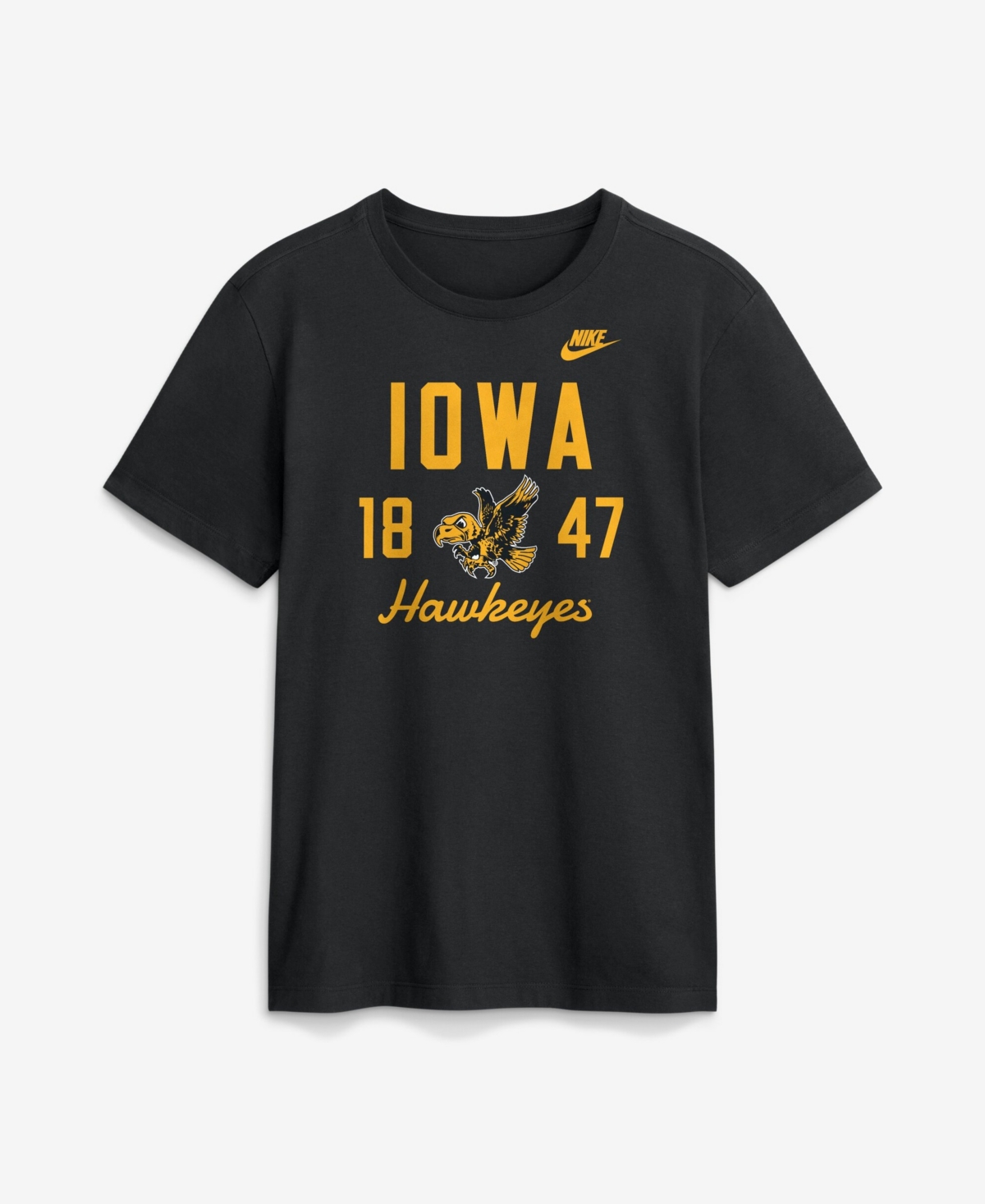 Nike Men's Iowa Hawkeyes Legacy Stacked Established Crewneck Short-Sleeve T-Shirt - Black
