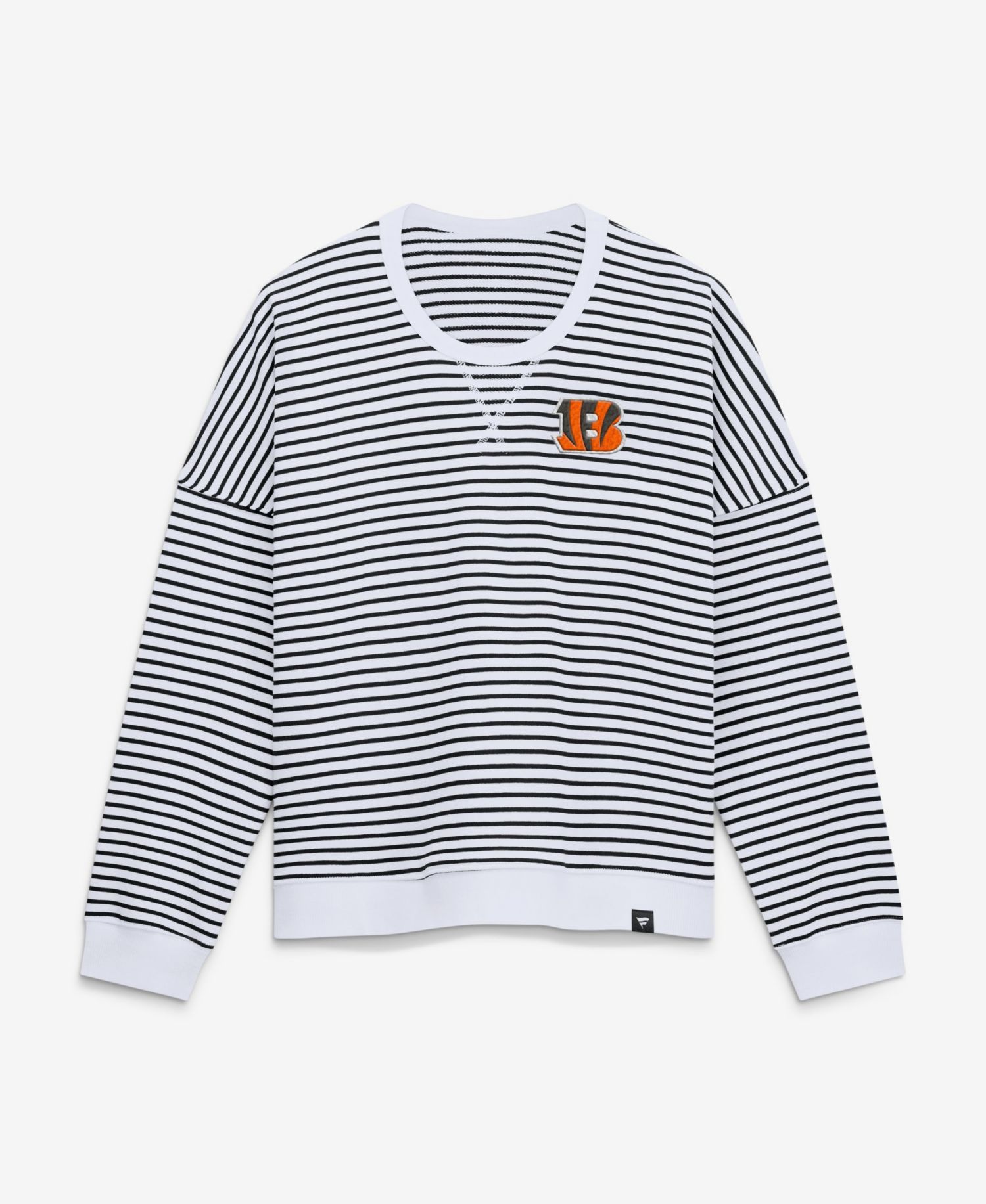 Women's Cincinnati Bengals Striped Oversized French-Terry Sweatshirt
