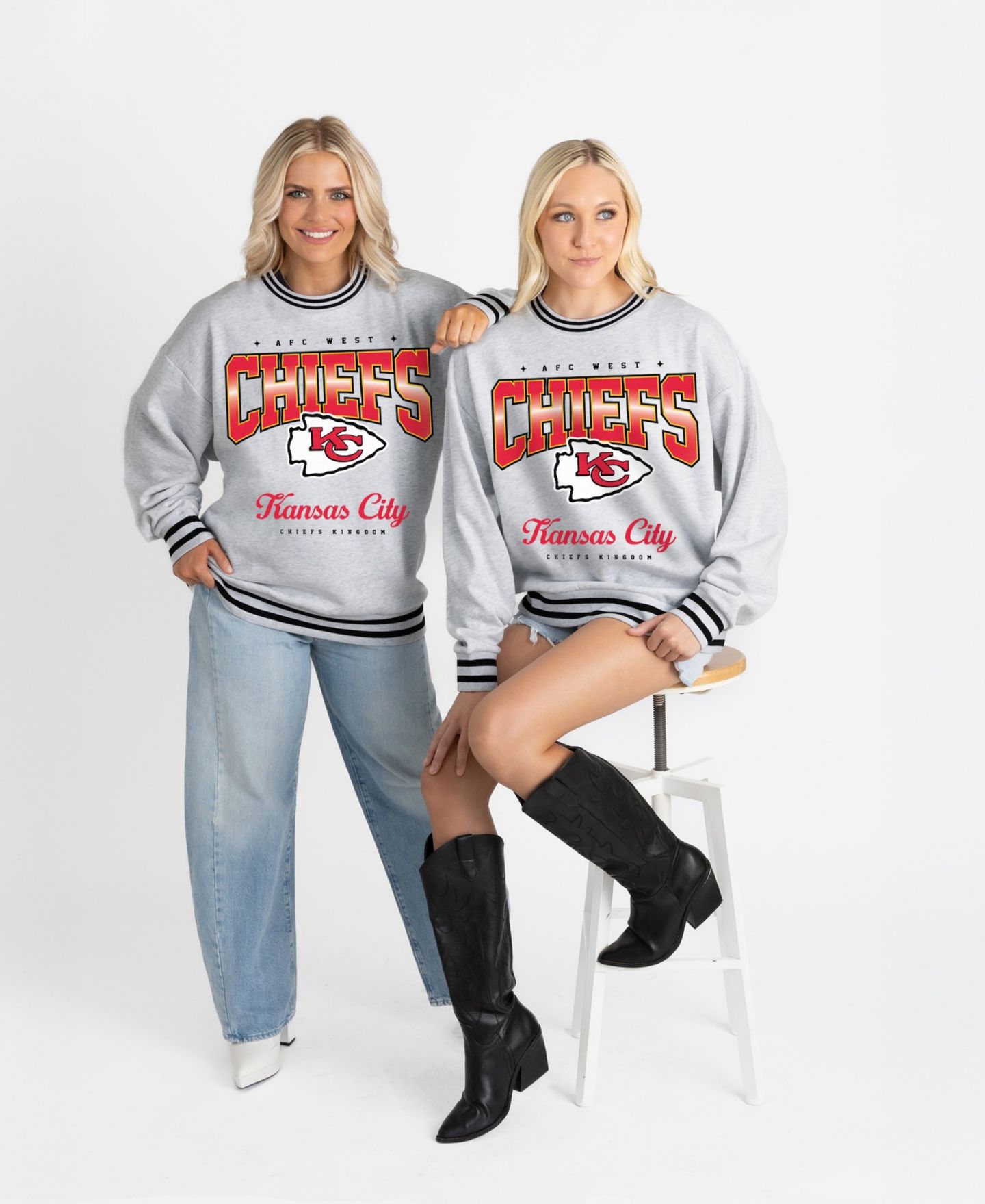 Женская толстовка Gameday Couture Kansas City Chiefs Gridiron Drive Ringer Stripe Oversized Crewneck — фото 6