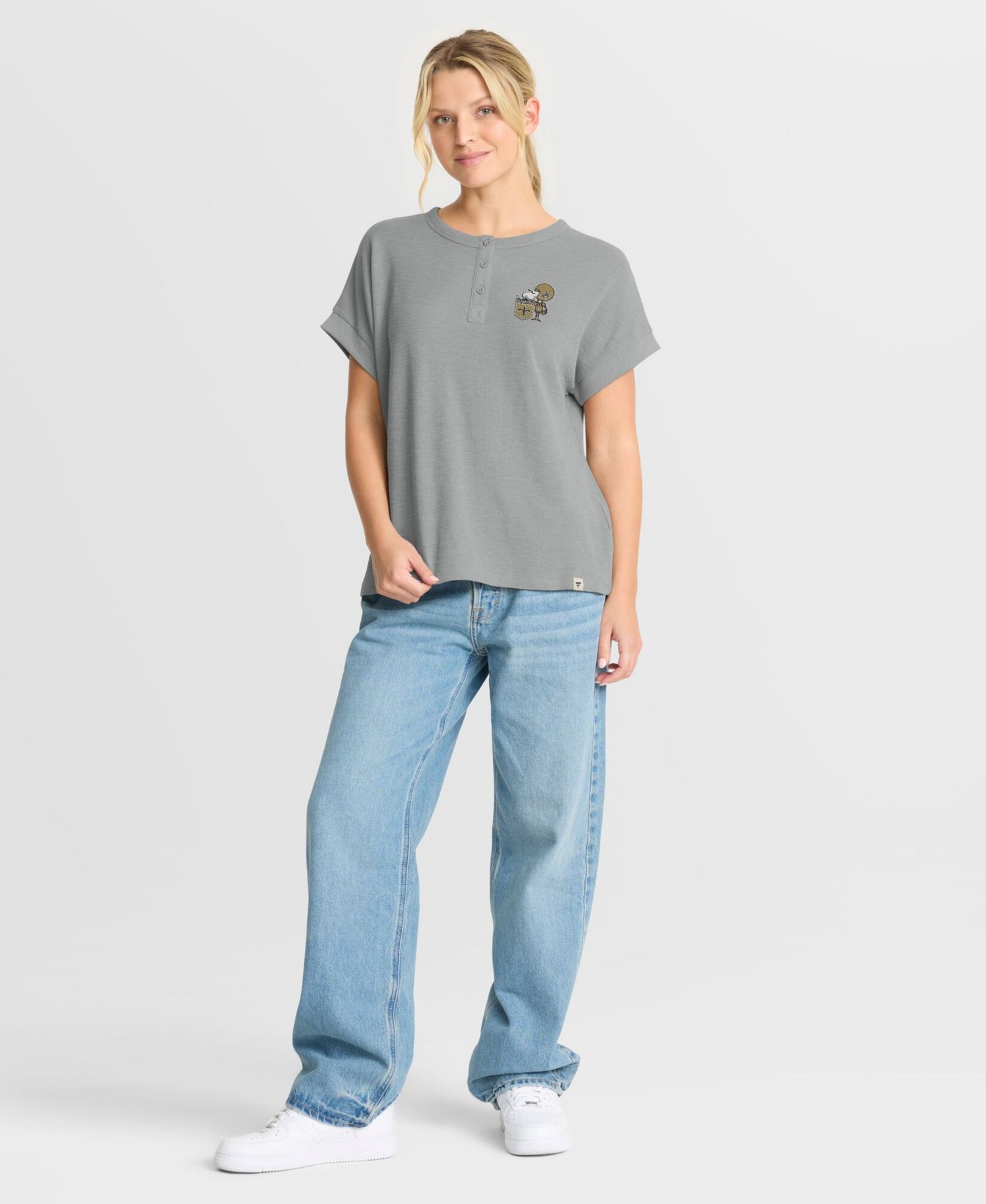 Women's New Orleans Saints Oversized French-Slub Henley Shirt